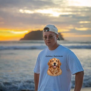 T-Shirt mit Golden-Retriever-Motiv, realistisches Geschenk für Hundeliebhaber, Golden-Retriever-Mama-Papa-Shirt Bild 20