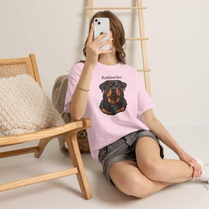 Rottweiler Portrait T-Shirt, Realistic Rottie Lover Gift, Rottweiler Mom Dad Tee image 13