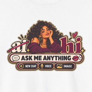 Funny Anti AI Shirt, Curly Hair Chat Tee, Robot Back Print (Women's) image 1
