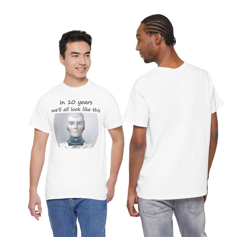 Funny AI Robot T-Shirt, Future Selfie, Tech Humor Gift (100% Cotton) image 3