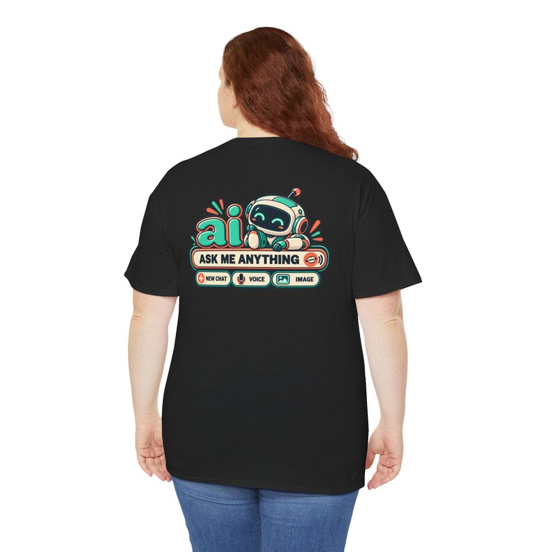 Funny Anti AI Shirt, Silver Hair Beach Chat Tee, Robot Back Print (Women's) image 15