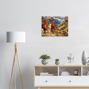 Peruansk alpackavandringsaffisch, Inkaledens väggkonst, Andernas resetryck bild 4