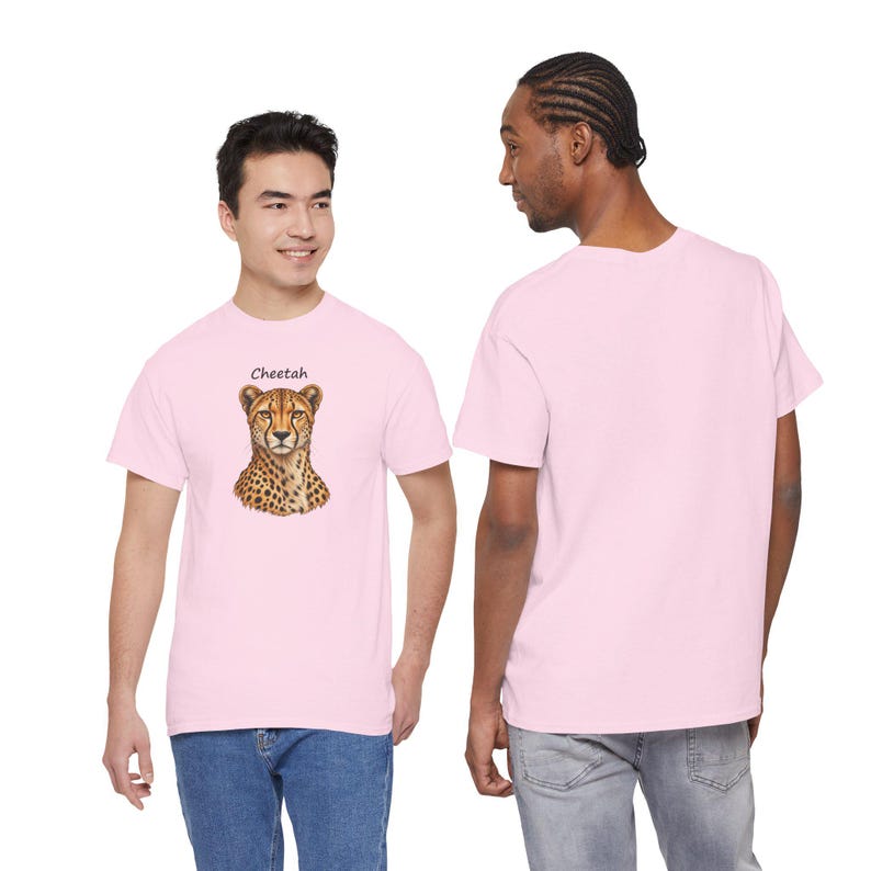 T-shirt met realistische cheetah-afbeelding, ideaal cadeau voor natuurliefhebbers, gemaakt van zwaar katoen. afbeelding 7