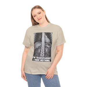 Camiseta de rayos X: Soy transparente, no escondo nada. Divertida camiseta de esqueleto con mensaje honesto. imagen 10