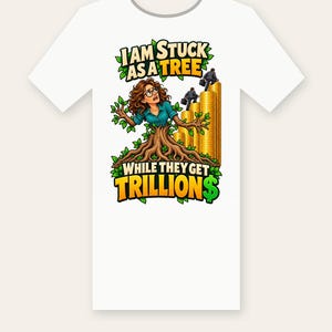 Stuck as a Tree While They Get Trillions PNG, Funny Economy Shirt Design, Sublimation DTF Iron-On File, Money Humor Cricut PNG, Download