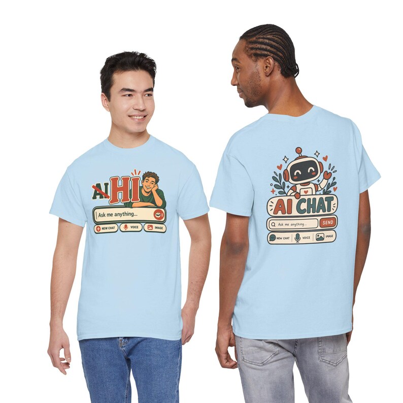 Camiseta de chat "Humano vs IA", camiseta retro con humor tecnológico, regalo para geeks. imagen 13