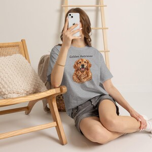 T-Shirt mit Golden-Retriever-Motiv, realistisches Geschenk für Hundeliebhaber, Golden-Retriever-Mama-Papa-Shirt Bild 9