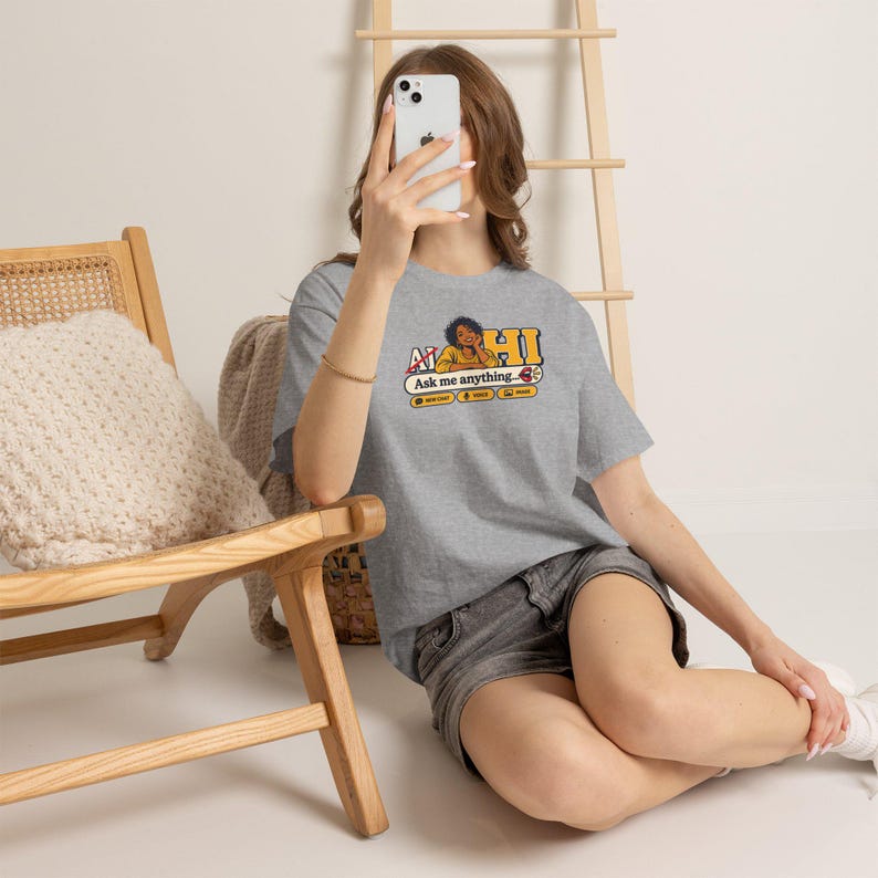 Funny AI Shirt, Tech Gift for Her (100% Cotton) image 7