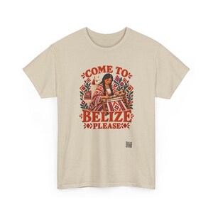 Belize T-Shirt, Come to Belize Please Funny Rhyme Travel Tee with a Weaver and Llama, Belize Vacation Shirt, Cruise and Girls Trip Gift image 4