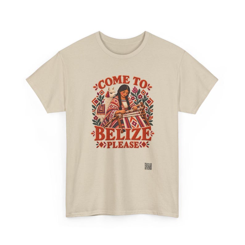 Belize T-Shirt, Come to Belize Please Funny Rhyme Travel Tee with a Weaver and Llama, Belize Vacation Shirt, Cruise and Girls Trip Gift image 4