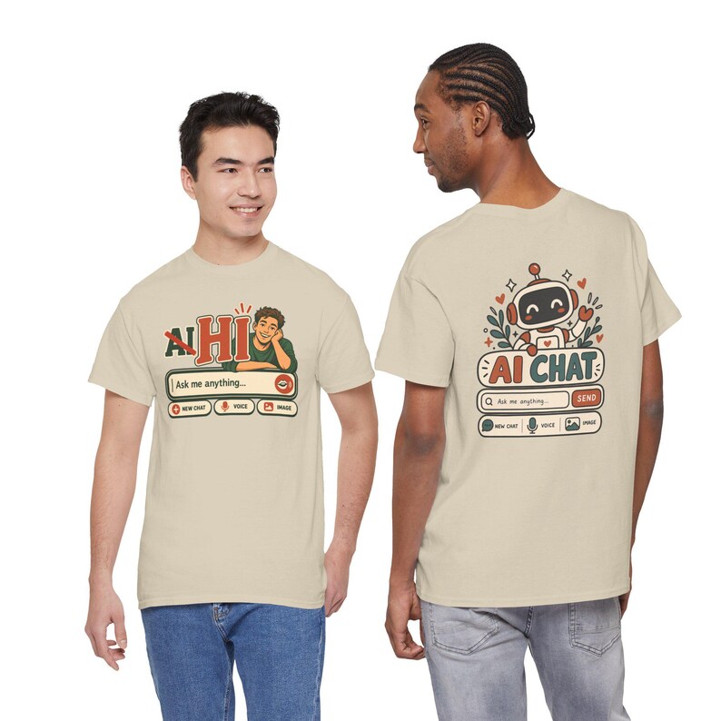Camiseta de chat "Humano vs IA", camiseta retro con humor tecnológico, regalo para geeks. imagen 9