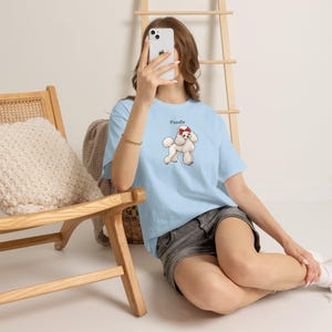 Realistic Poodle Mom T-Shirt, Show-Cut Poodle with Red Bow, Cotton Tee image 8