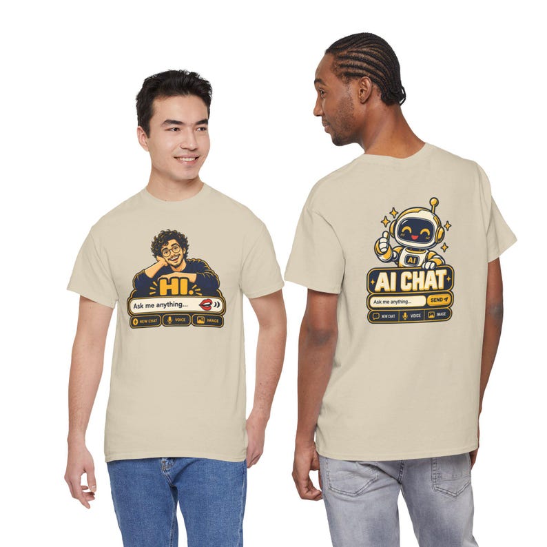 Human vs AI Chat T-Shirt, Funny Tech Humor Gift for Him, Geek Programmer Tee image 9