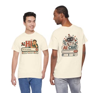 Camiseta de chat "Humano vs IA", camiseta retro con humor tecnológico, regalo para geeks. imagen 11