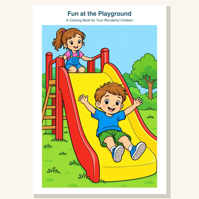Playground Coloring Book Printable for Kids, Slide Swings Seesaw Coloring Pages, Outdoor Play Activity, 13 Page PDF, Instant Download image 1