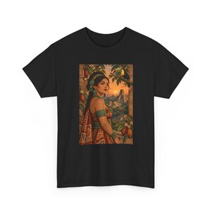 Mayan Woman T-Shirt with Toucan and Sunset Pyramid, Latina Graphic Tee for Women, Guatemala Mexico Art Shirt, Tropical Bird Heritage Gift image 10