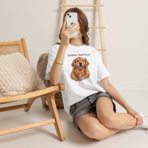 T-Shirt mit Golden-Retriever-Motiv, realistisches Geschenk für Hundeliebhaber, Golden-Retriever-Mama-Papa-Shirt Bild 7