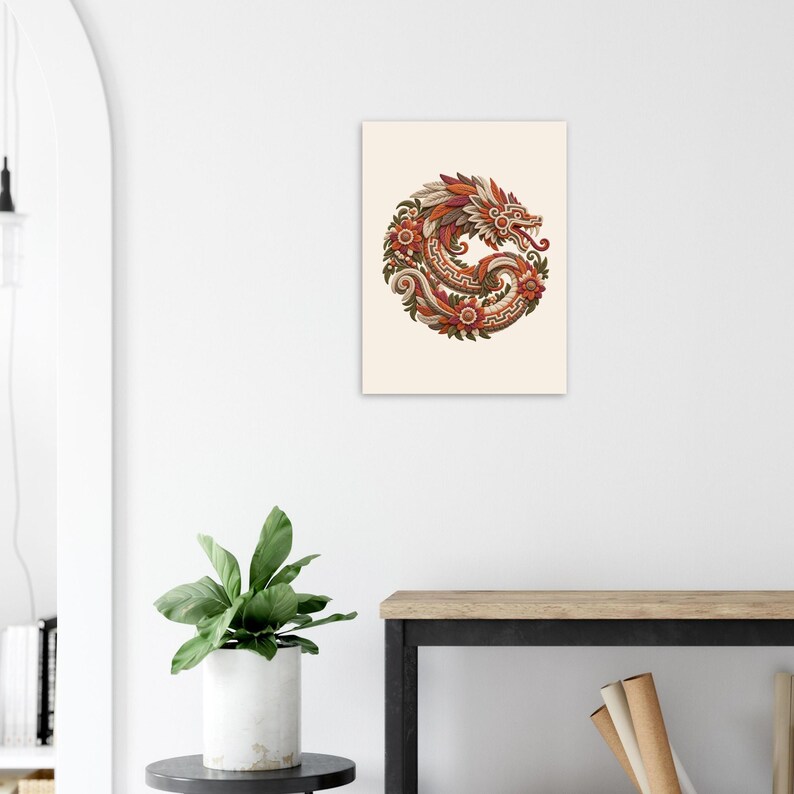 Feathered Serpent Poster, Quetzalcoatl Kukulkan, Mexican Folk Art Print image 9
