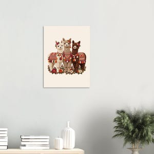 Three Alpacas Poster, Peruvian Folk Art Print, Llama Lover Gift, Andean Wall Decor image 4