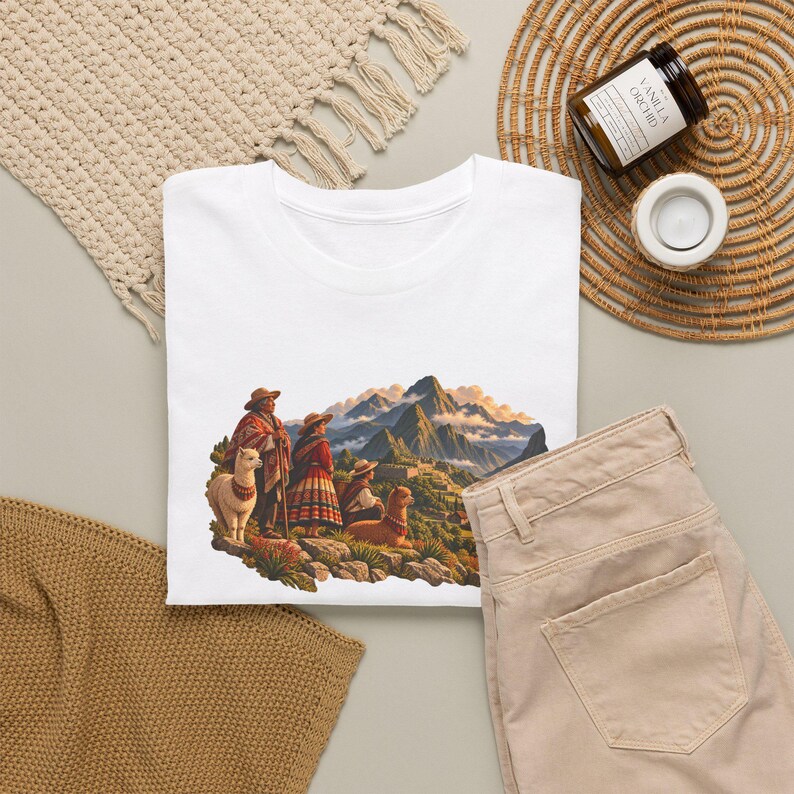 Andean Family T-Shirt, Peruvian Grandparents and Child with a Llama in the Andes, Peru Graphic Tee, Llama Shirt, Gift for Grandma or Grandpa image 9