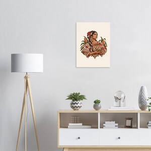 Latin American Folk Art Print, Woman with Corn Harvest Poster, Kitchen Wall Decor image 5
