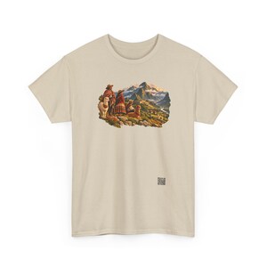 Andean Family T-Shirt, Peruvian Grandparents and Child with a Llama in the Andes, Peru Graphic Tee, Llama Shirt, Gift for Grandma or Grandpa image 4