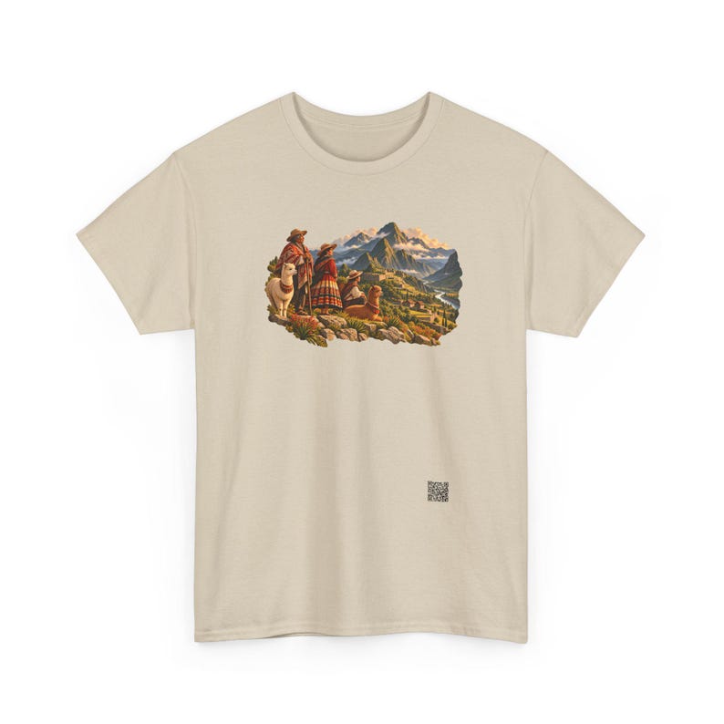 Andean Family T-Shirt, Peruvian Grandparents and Child with a Llama in the Andes, Peru Graphic Tee, Llama Shirt, Gift for Grandma or Grandpa image 4
