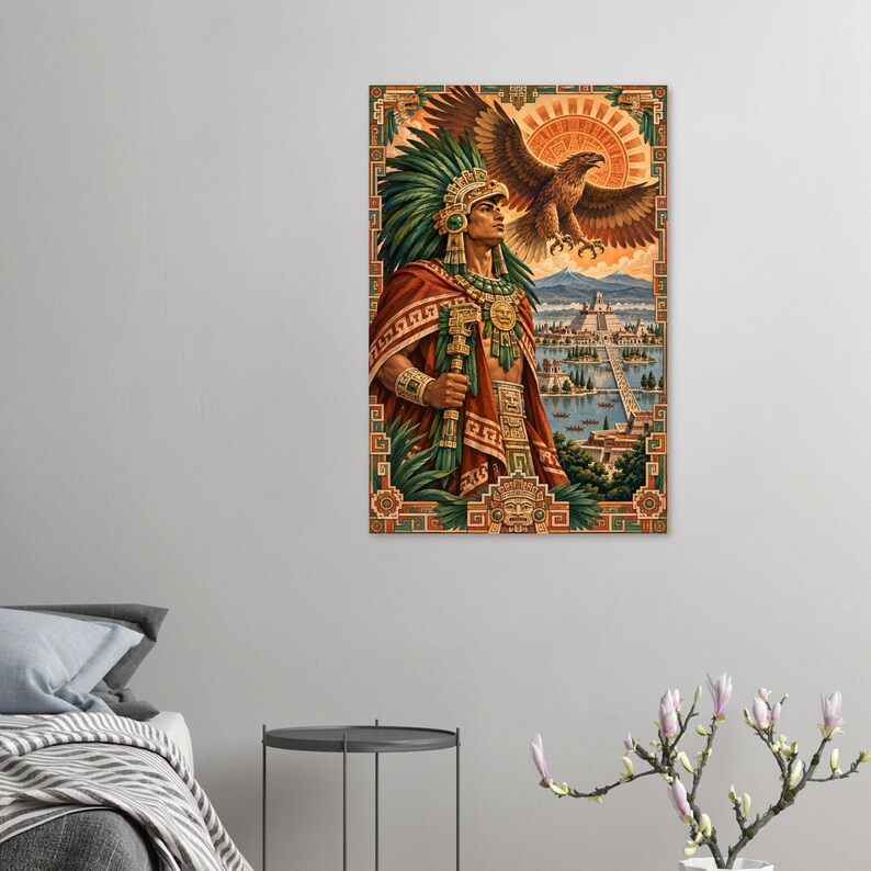 Aztec Eagle Warrior Poster, Tenochtitlan Wall Art Print, Mexican Heritage Decor image 11