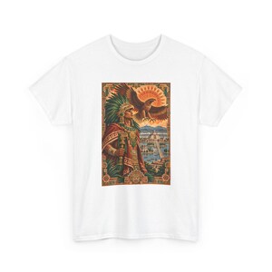 Aztec Eagle Warrior Shirt, Golden Eagle over Tenochtitlan Graphic Tee, Mexican Heritage T-Shirt, Aztec Mythology Art, Chicano Pride Gift immagine 2
