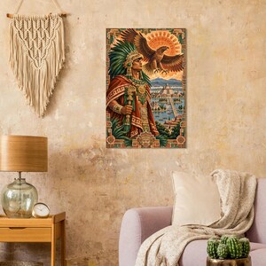 Aztec Eagle Warrior Poster, Tenochtitlan Wall Art Print, Mexican Heritage Decor image 6