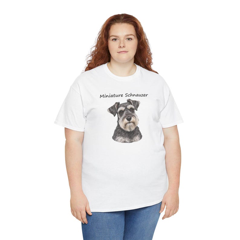 Miniature Schnauzer Portrait T-Shirt, Realistic Dog Lover Gift (Heavy Cotton) image 3