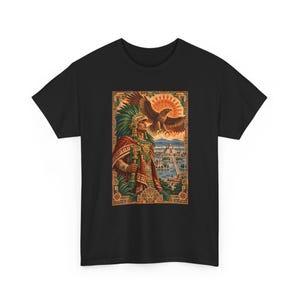 Aztec Eagle Warrior Shirt, Golden Eagle over Tenochtitlan Graphic Tee, Mexican Heritage T-Shirt, Aztec Mythology Art, Chicano Pride Gift immagine 13
