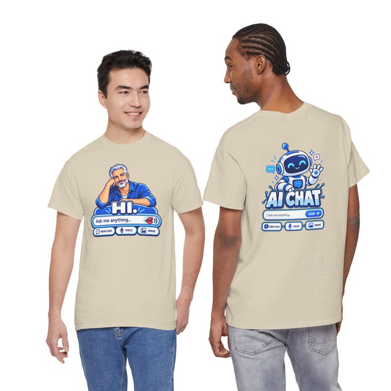 Human vs AI Chat T-Shirt, Funny Tech Humor Tee, Two-Sided Print image 9