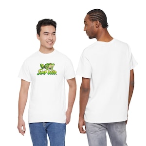 Motivational Frog Lover T-Shirt, Green Amphibian Jump Over Tee (Heavy Cotton) image 2