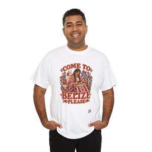 Belize T-Shirt, Come to Belize Please Funny Rhyme Travel Tee with a Weaver and Llama, Belize Vacation Shirt, Cruise and Girls Trip Gift image 8