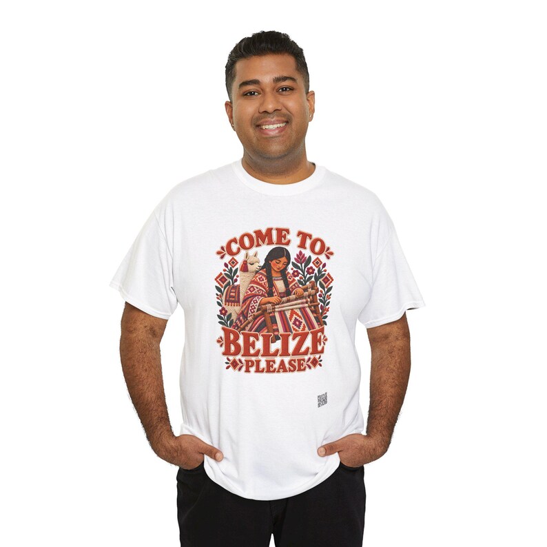 Belize T-Shirt, Come to Belize Please Funny Rhyme Travel Tee with a Weaver and Llama, Belize Vacation Shirt, Cruise and Girls Trip Gift image 8