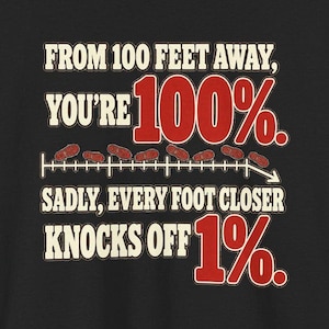 Funny Personal Space T-Shirt, From 100 Feet Away You're 100% Graphic Tee, Introvert Humor Shirt, Sarcastic Gift for Coworker, Antisocial Tee image 1