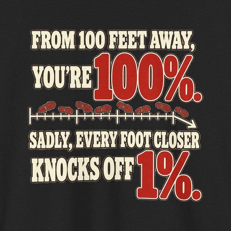 Funny Personal Space T-Shirt, From 100 Feet Away You're 100% Graphic Tee, Introvert Humor Shirt, Sarcastic Gift for Coworker, Antisocial Tee image 1