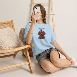 Poodle's Day T-Shirt, Chocolate Toy Poodle with Lilac Bow, Dog Show Gift image 9