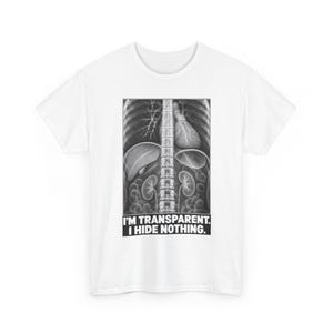 Camiseta de rayos X: Soy transparente, no escondo nada. Divertida camiseta de esqueleto con mensaje honesto. imagen 2