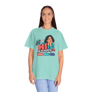 Funny AI Chat Shirt, Human vs Robot Conversation Tee, Garment Dyed Heavyweight Cotton image 7