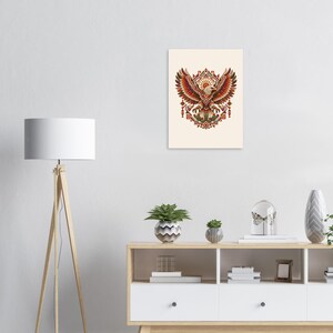 Impressão de arte folclórica mexicana, pôster de águia asteca e sol, decoração de parede de cacto imagem 9