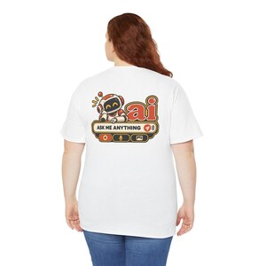 Funny Anti AI Shirt, Curly Hair Chat Box, Robot Back Print (100% Cotton) image 14