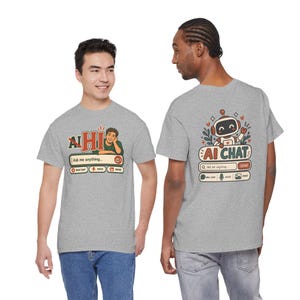 Camiseta de chat "Humano vs IA", camiseta retro con humor tecnológico, regalo para geeks. imagen 7