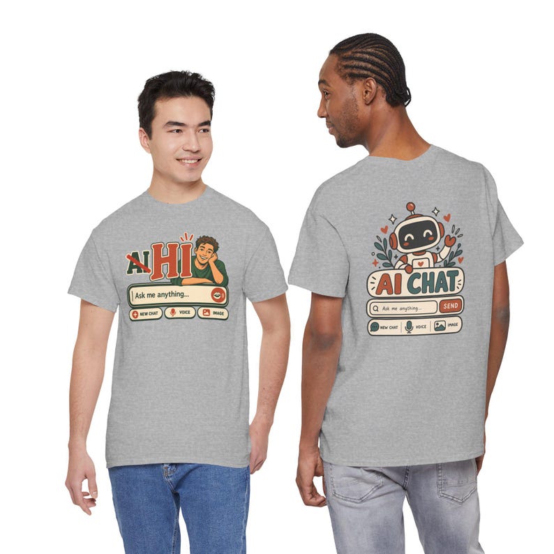 Camiseta de chat "Humano vs IA", camiseta retro con humor tecnológico, regalo para geeks. imagen 7