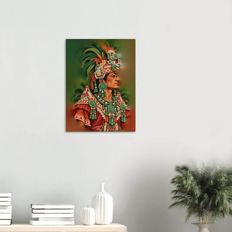 Mayan King Poster, Noble in Jade Headdress, Guatemala Mexico Wall Art Print image 8