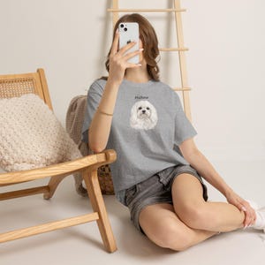 Realistic Maltese Dog Portrait T-Shirt, Small Dog Lover Gift (100% Cotton) image 7