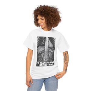 Camiseta de rayos X: Soy transparente, no escondo nada. Divertida camiseta de esqueleto con mensaje honesto. imagen 6