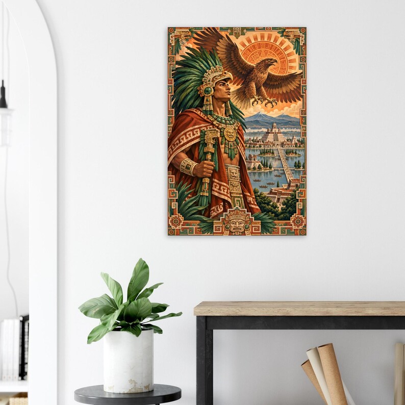 Aztec Eagle Warrior Poster, Tenochtitlan Wall Art Print, Mexican Heritage Decor image 3