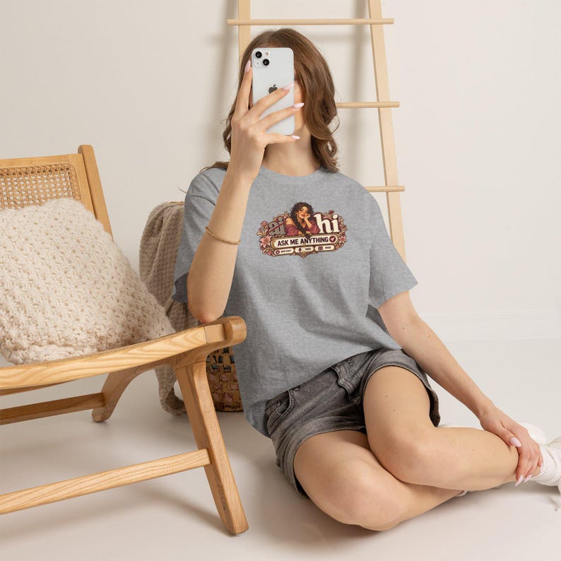 Pink Floral Braid Chat Tee, Ask Me Anything, Anti AI T-Shirt (Front & Back Print) image 4